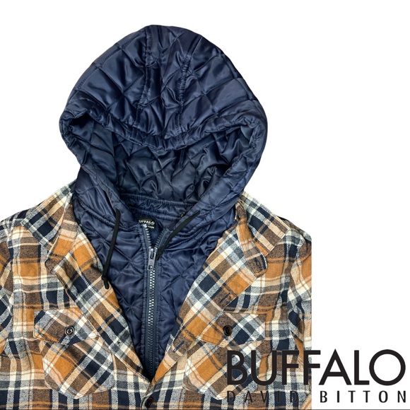 Buffalo David Bitton Samira Men's Hooded Plaid Shirt, size Medium (M) - Picture 3 of 10